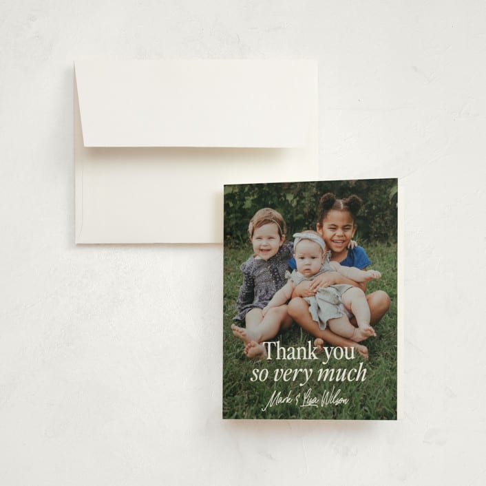 "Together" - Birth Announcement Thank You Cards in Cloud by Erin L. Wilson - Front
