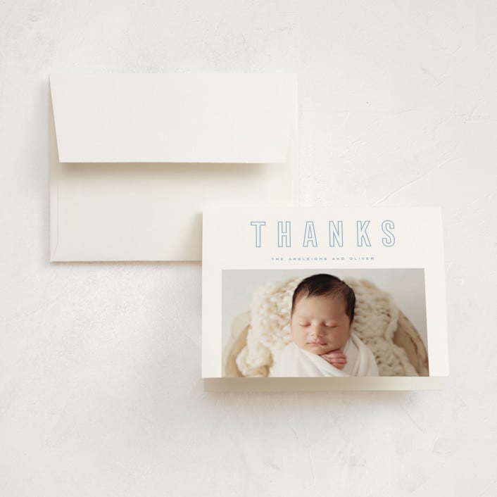 "sweet gallery" - Birth Announcement Thank You Cards in Sky by Kristie Kern - Front