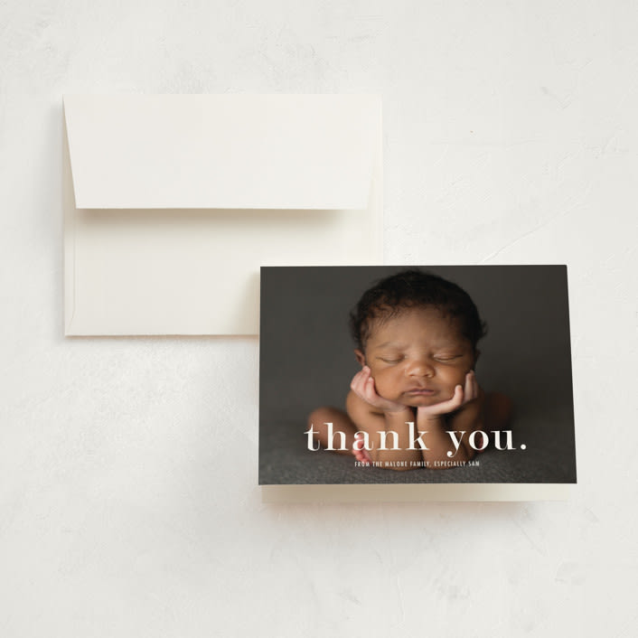 "Meeting" - Birth Announcement Thank You Cards in Cloud by Up Up Creative - Front