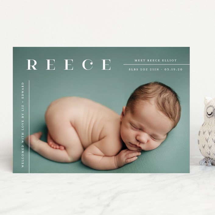 "Tiny Sophisticated" - Birth Announcements in Cotton by Carolyn MacLaren - Front