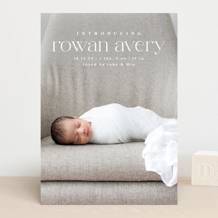 "Exemplary" - Birth Announcements in Cotton by Olivia Raufman - Front