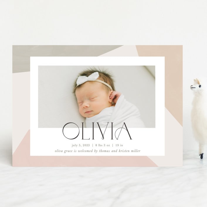 "Artful" - Birth Announcements in Sherbet by Pixel and Hank - Front