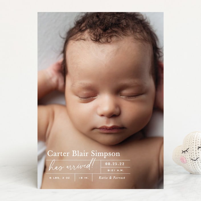 "certified cute" - Birth Announcements in Snow by Sara Hicks Malone - Front