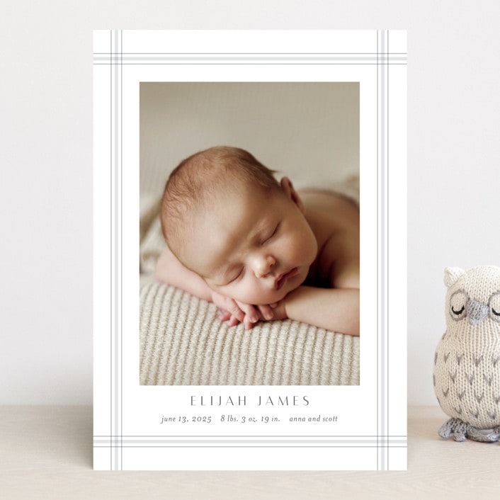 "Soft plaid" - Birth Announcements in Cement by Stacey Meacham - Front
