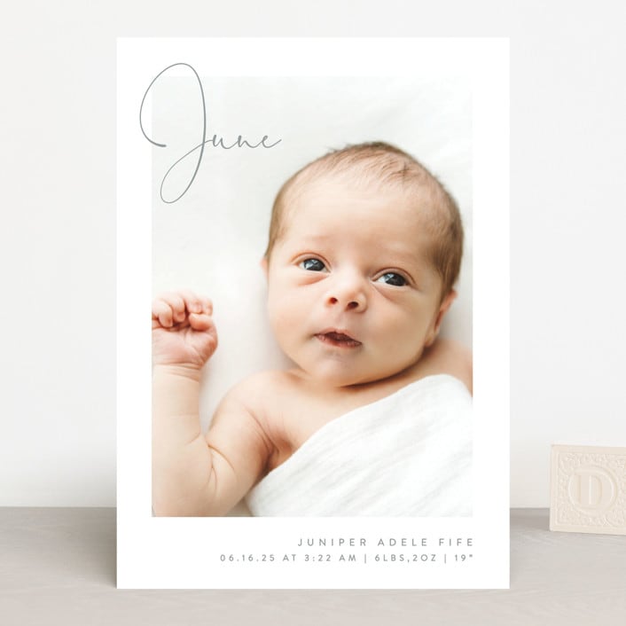 "Chic Introduction" - Birth Announcements in Storm by Olivia Raufman - Front