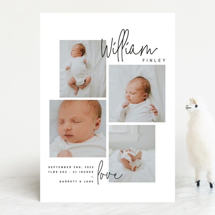 "overjoyed script" - Birth Announcements in Onyx by Lindsay Stetson Thompson - Front
