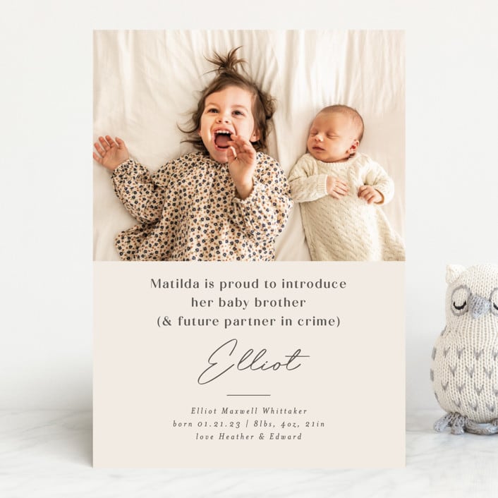 "Siblings" - Birth Announcements in Bamboo by Corinne Malesic - Front