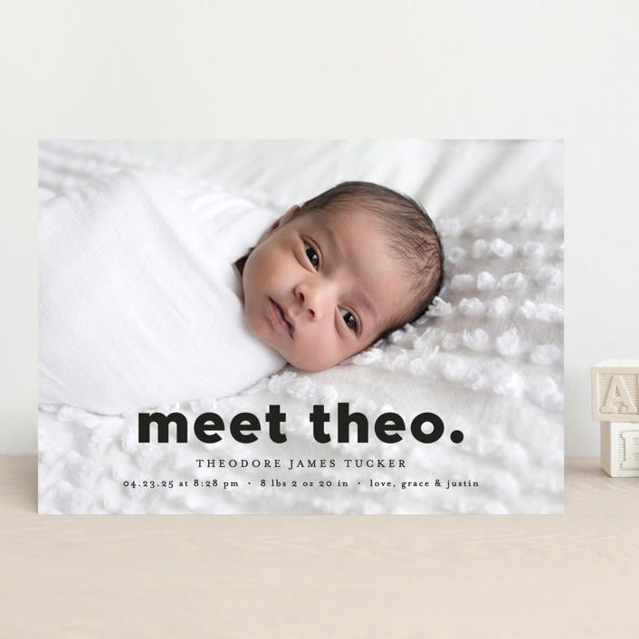 "Simple Statement" - Birth Announcements in Onyx by Erica Krystek - Front