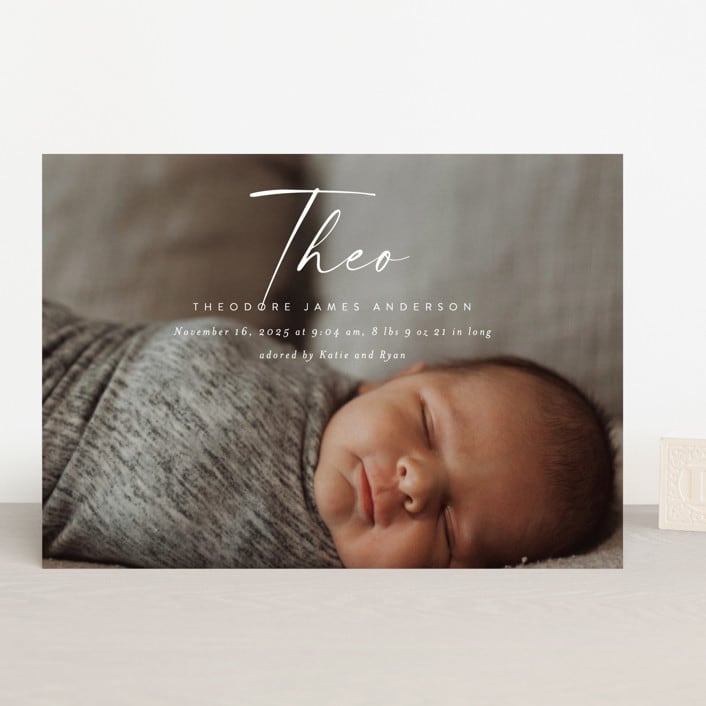 "Complete" - Birth Announcements in Linen by Kasia Labocki - Front