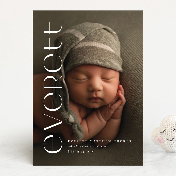 "Modern Name" - Birth Announcements in Linen by Erica Krystek - Front