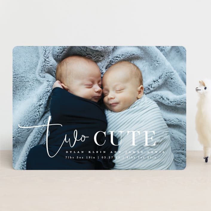 "Two Cute" - Birth Announcements in Silk by Creo Study - Front