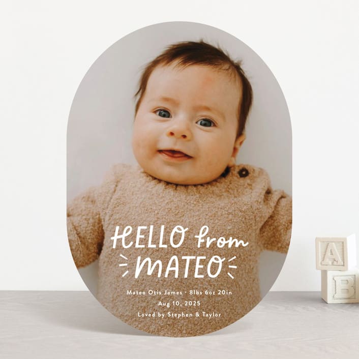 "Fun Hello" - Birth Announcements in Cloud by Jackie Crawford - Front