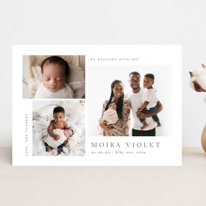 "Welcome with Joy" - Birth Announcements in Stone by Carolyn MacLaren - Front