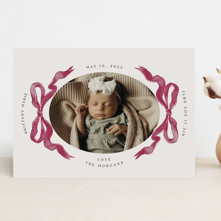 "Gibson" - Birth Announcements in Berry by Pati Cascino - Front