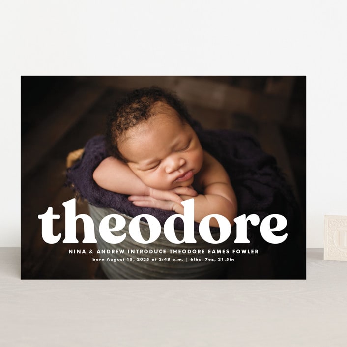 "Modern Vintage" - Birth Announcements in Ghost by Lea Delaveris - Front