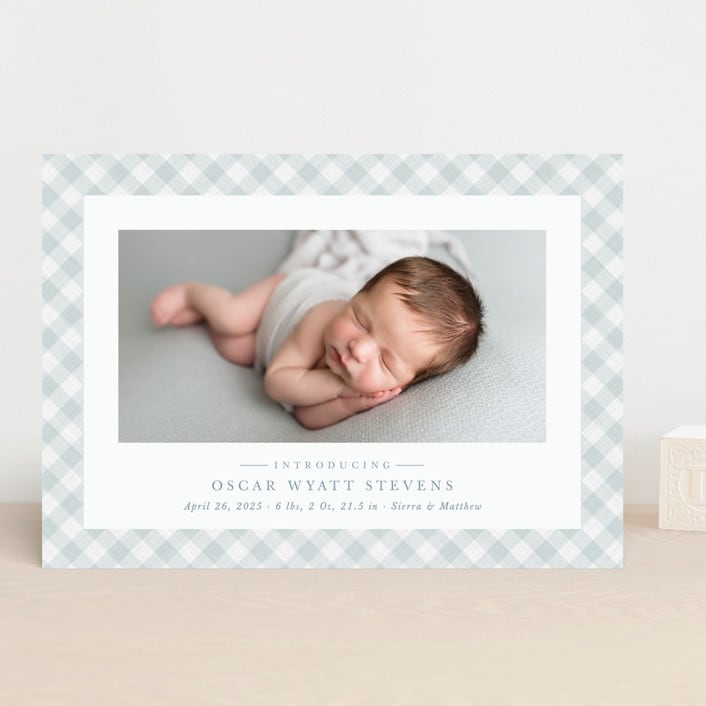 "Checked" - Birth Announcements in Sky by Lea Delaveris - Front