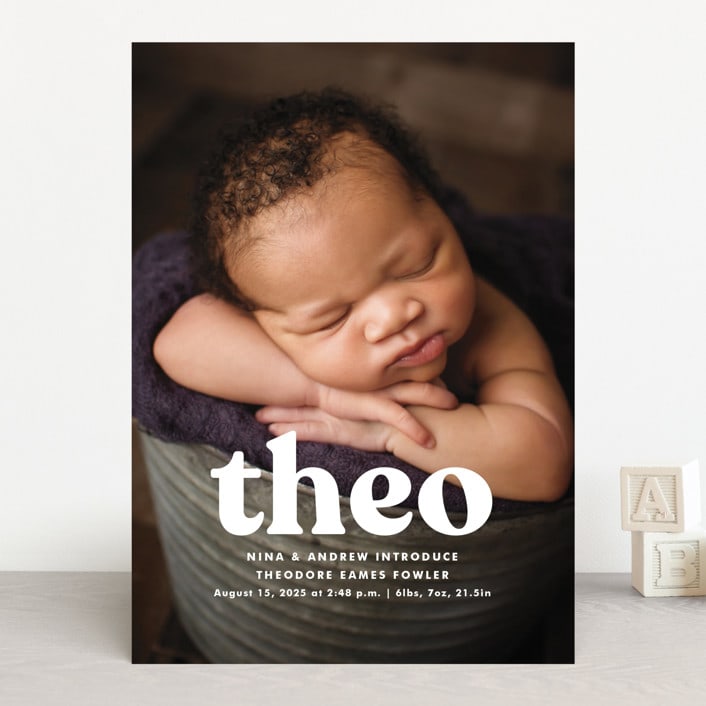 "Modern Vintage" - Birth Announcements in Ghost by Lea Delaveris - Front