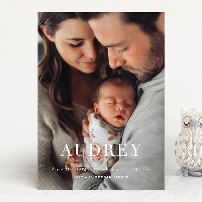"the edit" - Birth Announcements in Simply White by Sara Hicks Malone - Front