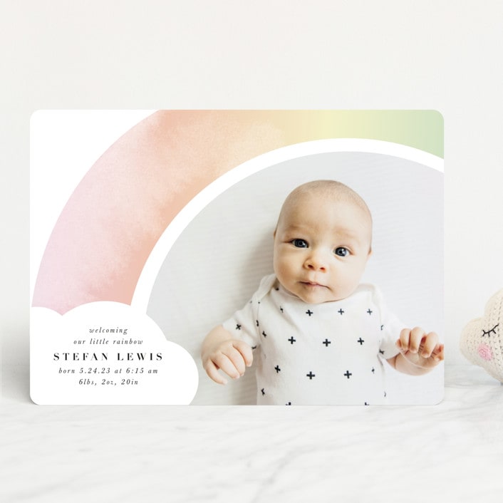 "Pretty Rainbow" - Birth Announcements in Rainbow by Lori Wemple - Front