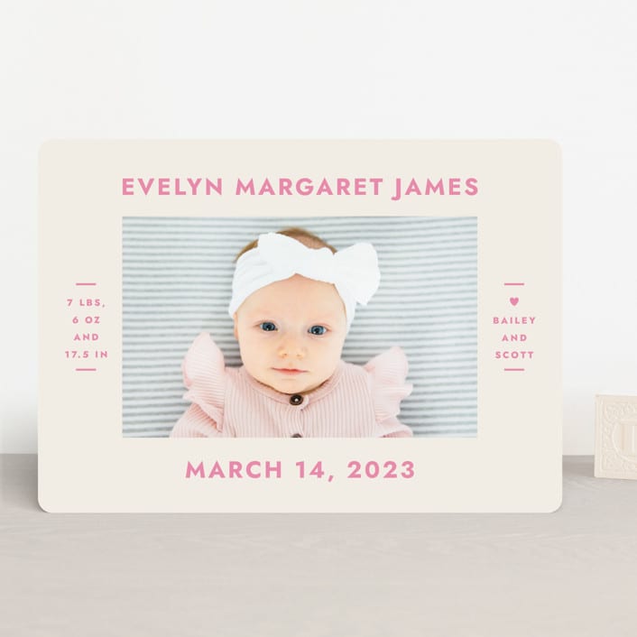 "present perfect" - Birth Announcements in Peony by Megan Davis - Front