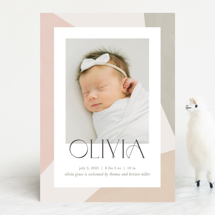 "Artful" - Birth Announcements in Sherbet by Pixel and Hank - Front