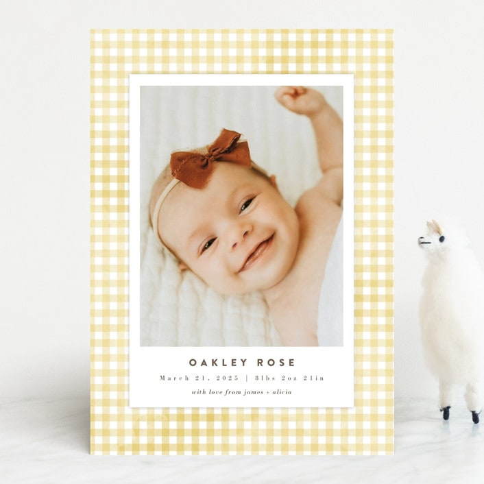 "Gingham" - Birth Announcements in Marigold by Jessie Steury - Front
