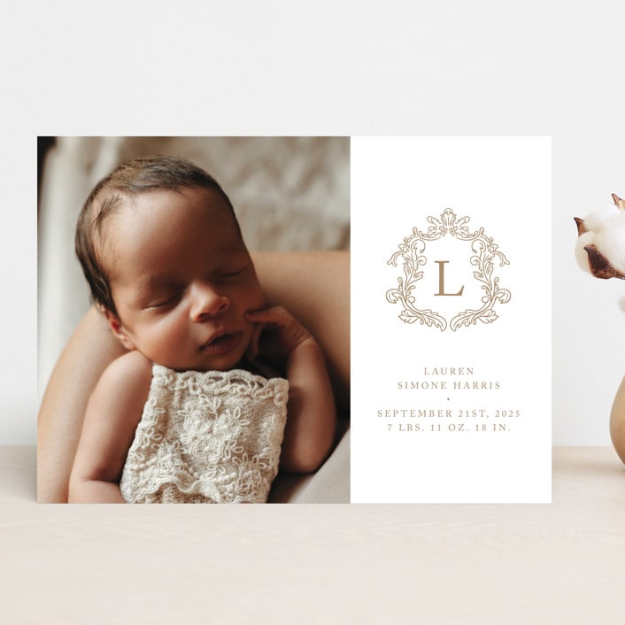 "Crested" - Birth Announcements in Fawn by mo kelley - Front