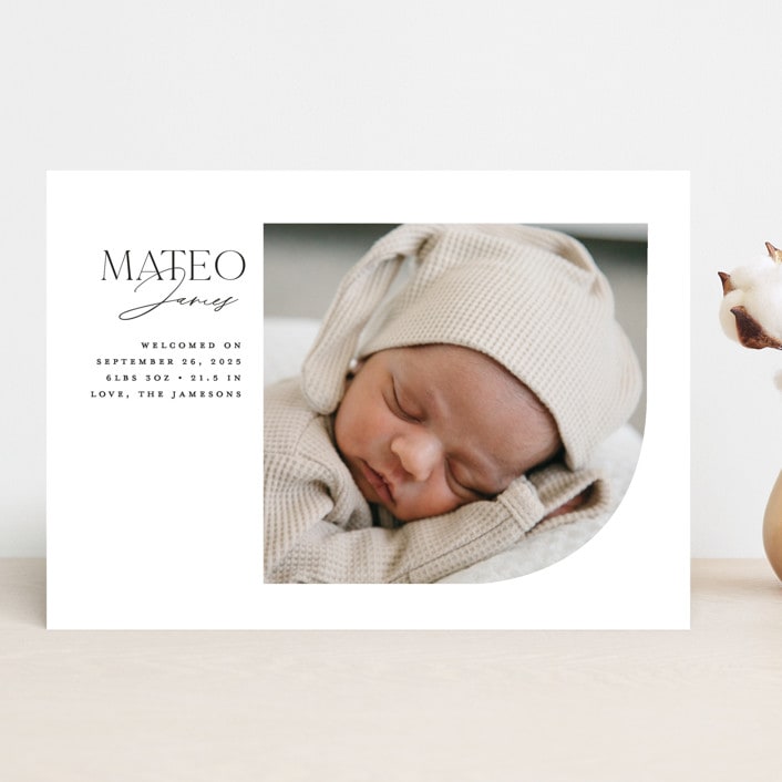"Modern Arc" - Birth Announcements in Snow by Erin Deegan - Front