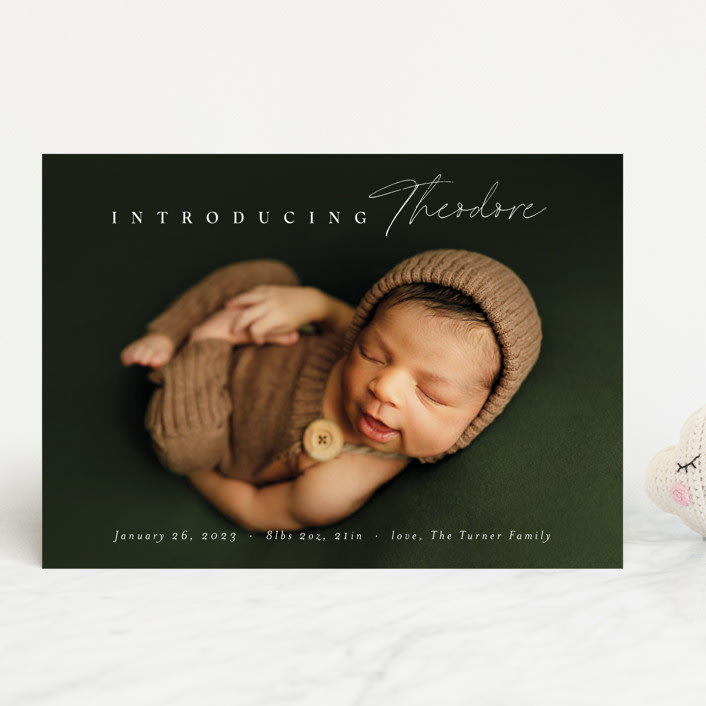 "Simple Emphasis" - Birth Announcements in Cloud by Carolyn MacLaren - Front