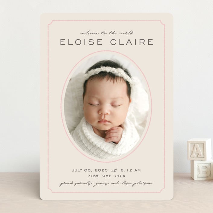 "Prim" - Birth Announcements in Petal by Melissa Egan of Pistols - Front