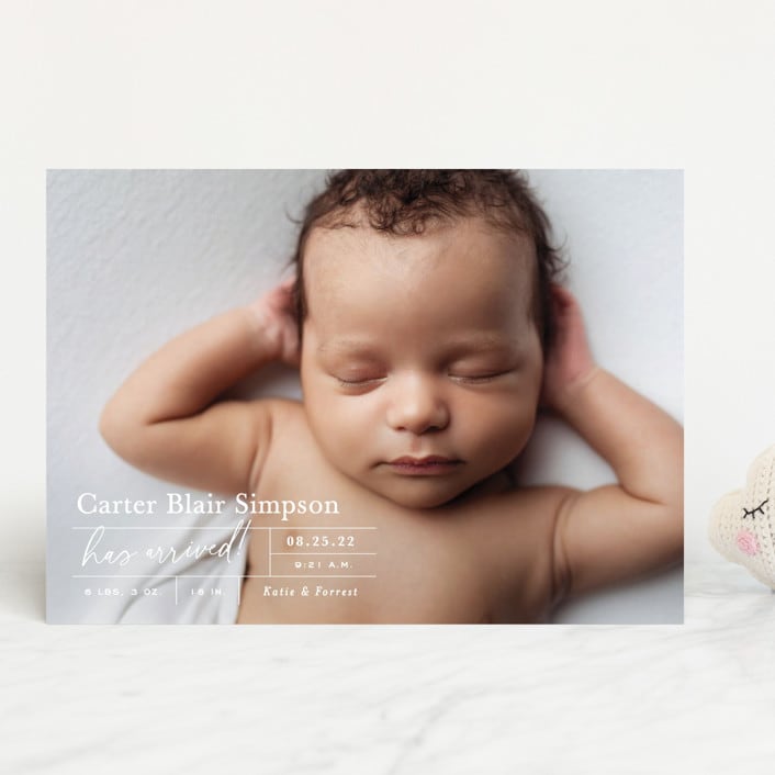"certified cute" - Birth Announcements in Snow by Sara Hicks Malone - Front