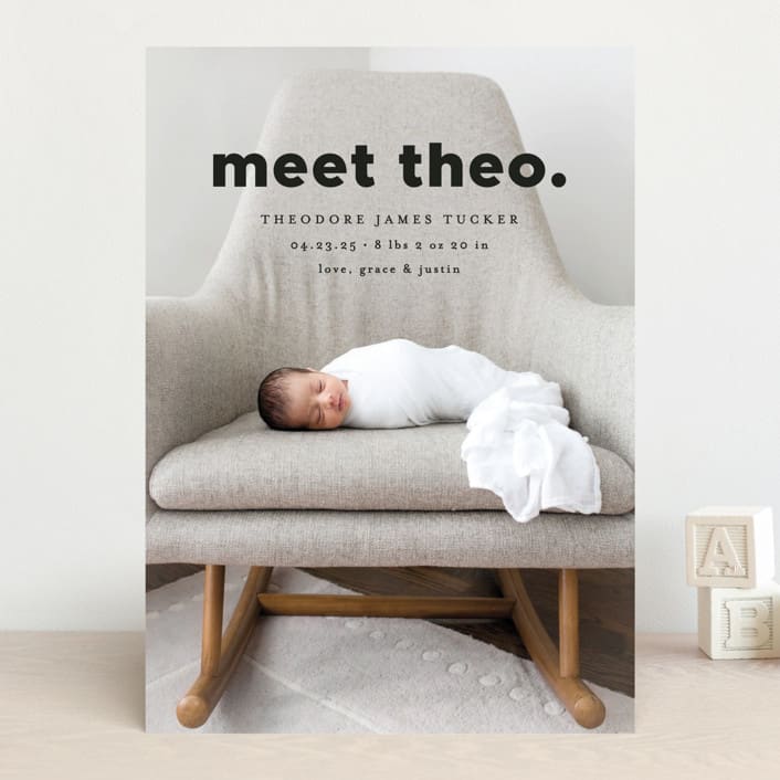 "Simple Statement" - Birth Announcements in Onyx by Erica Krystek - Front