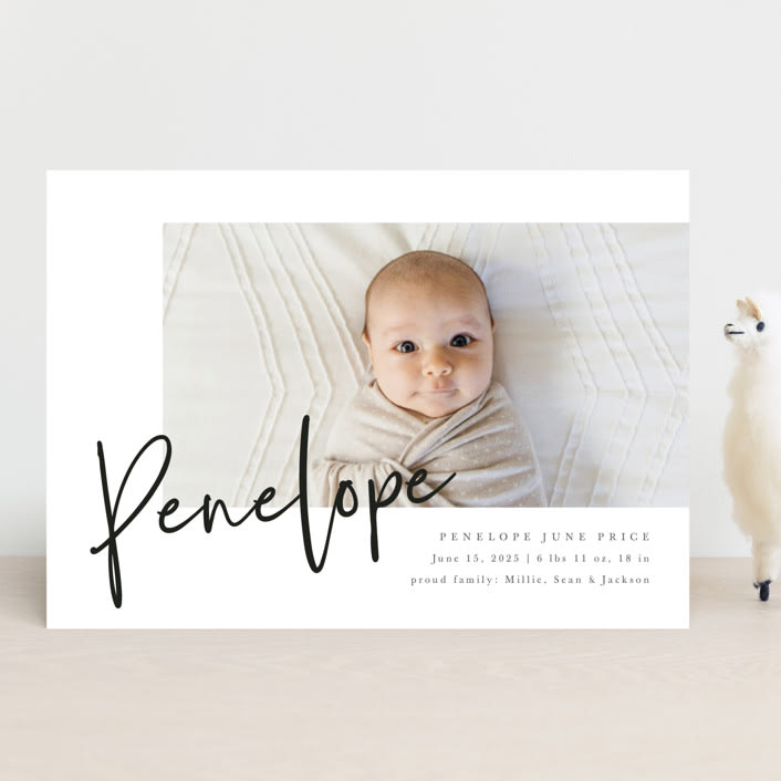 "Clean Lines" - Birth Announcements in Blackboard by Amy Payne - Front