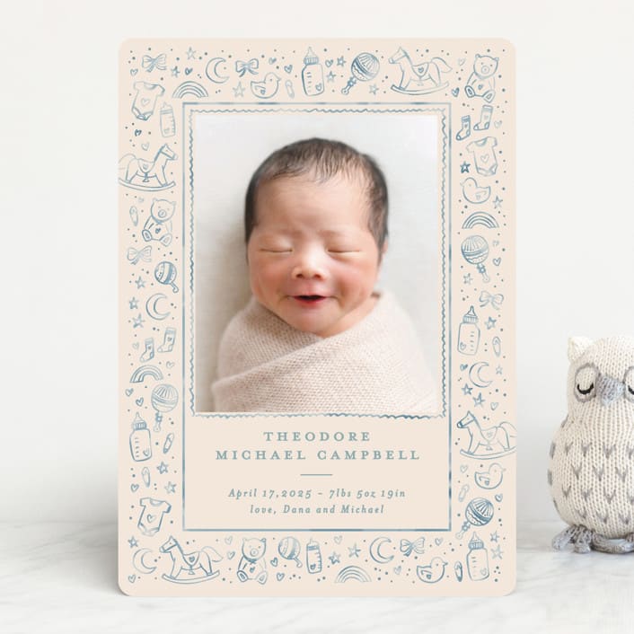 "Iconic bebe" - Birth Announcements in Bluebird by Creo Study - Front