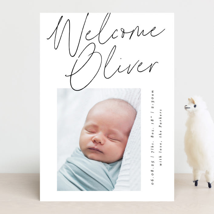 "Simply" - Birth Announcements in Noir by AK Graphics - Front