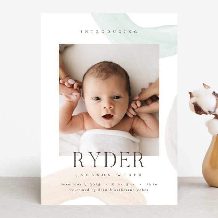 "Shapes and Colors" - Birth Announcements in Wanderlust by Pixel and Hank - Front