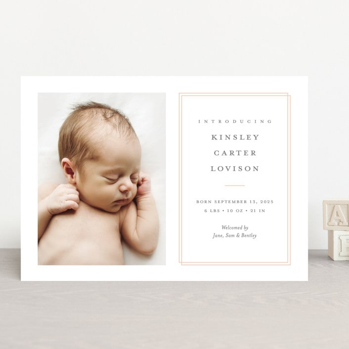 "Name Plate" - Birth Announcements in Melon by Stacey Meacham - Front