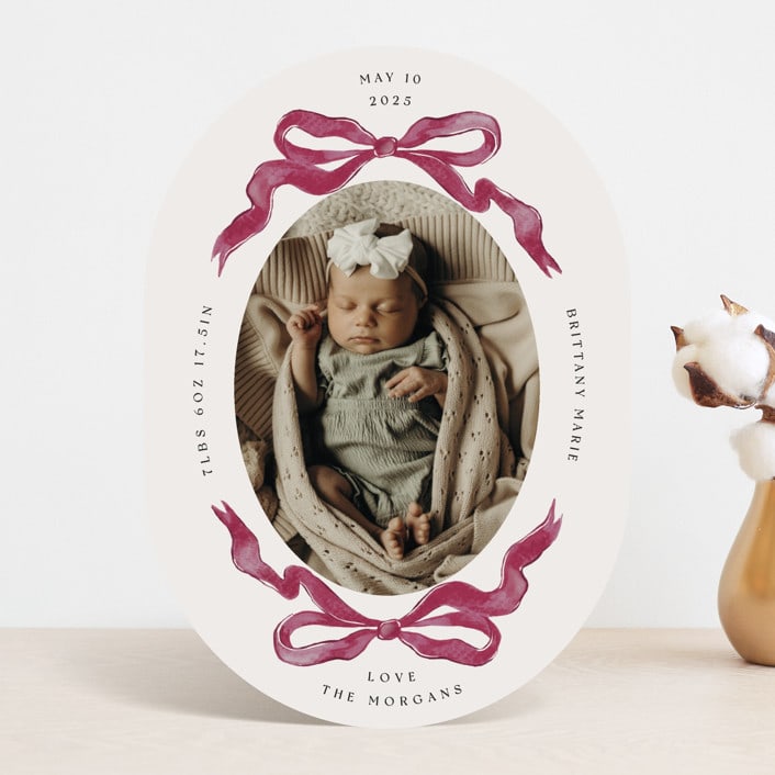 "Gibson" - Birth Announcements in Berry by Pati Cascino - Front