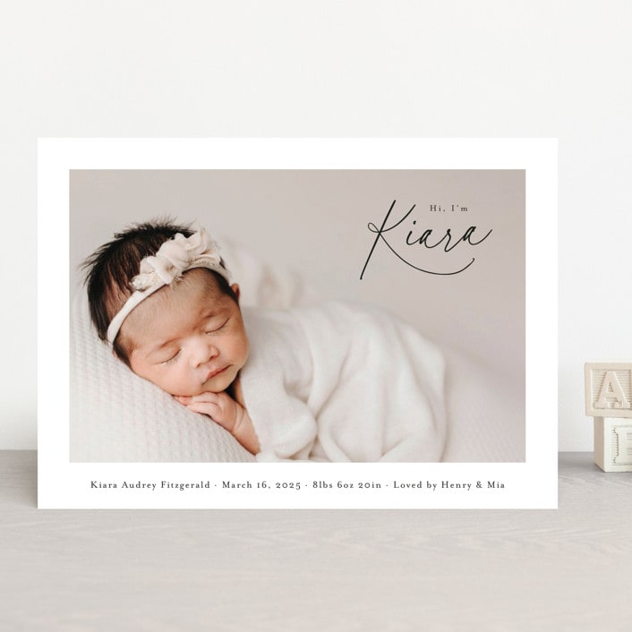 "Corner Hello" - Birth Announcements in Midnight by Jackie Crawford - Front