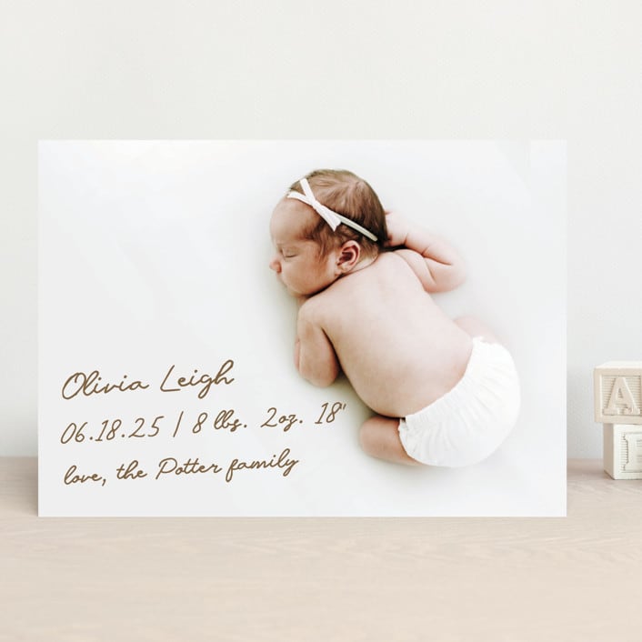 "Signed with Love" - Birth Announcements in Bark by AK Graphics - Front