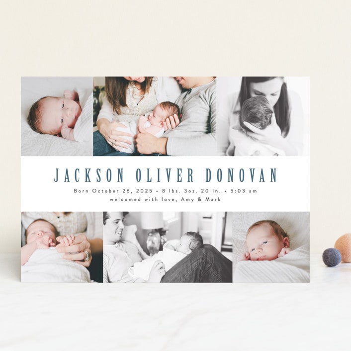 "photo stripes" - Birth Announcements in Steel Blue by Ana Sharpe - Front