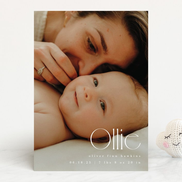 "Ollie" - Birth Announcements in Cotton by Kristie Kern - Front