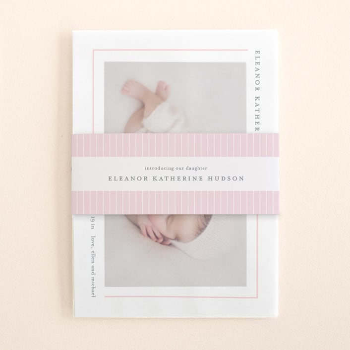 "Simply Serene" - Birth Announcement Belly Bands in Blush by Lauren Chism - Front