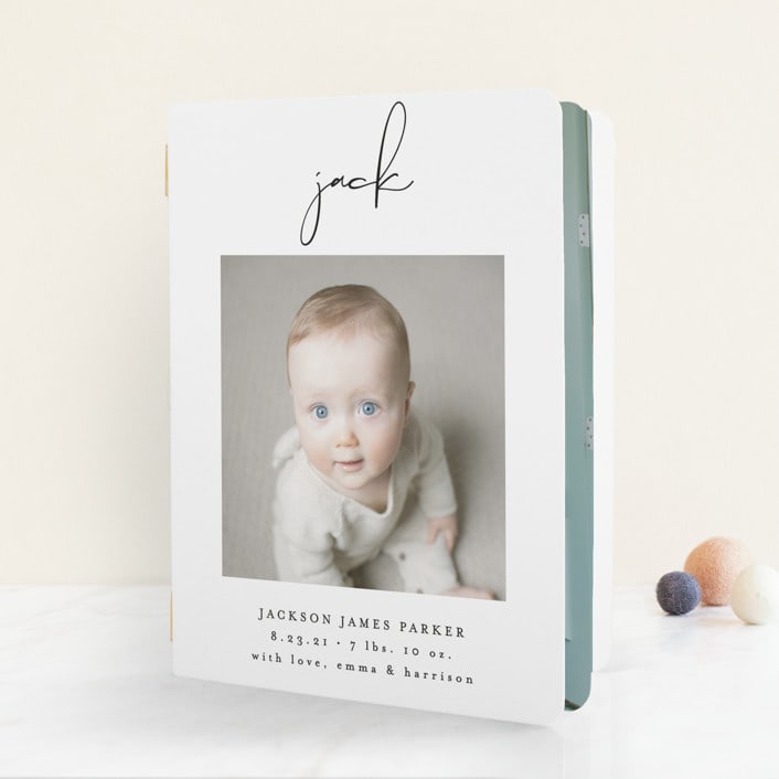 "Just Me" - Birth Announcement Booklette™ Cards in Midnight by Lehan Veenker - Front