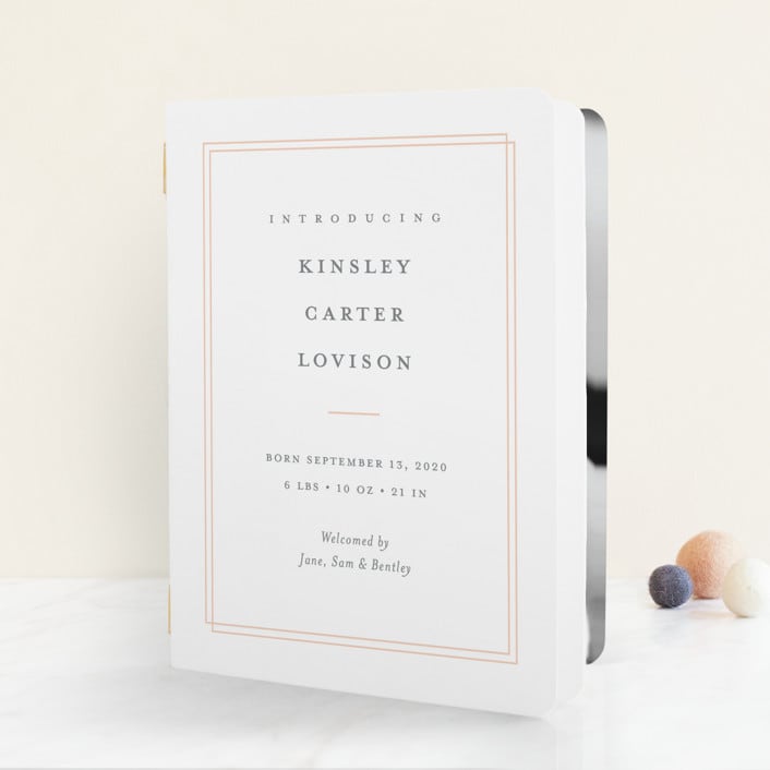 "Name Plate" - Birth Announcement Booklette™ Cards in Melon by Stacey Meacham - Front