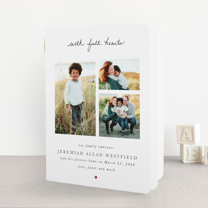 "With Full Hearts" - Birth Announcement Booklette™ Cards in Charcoal by Lisa Assenmacher - Front