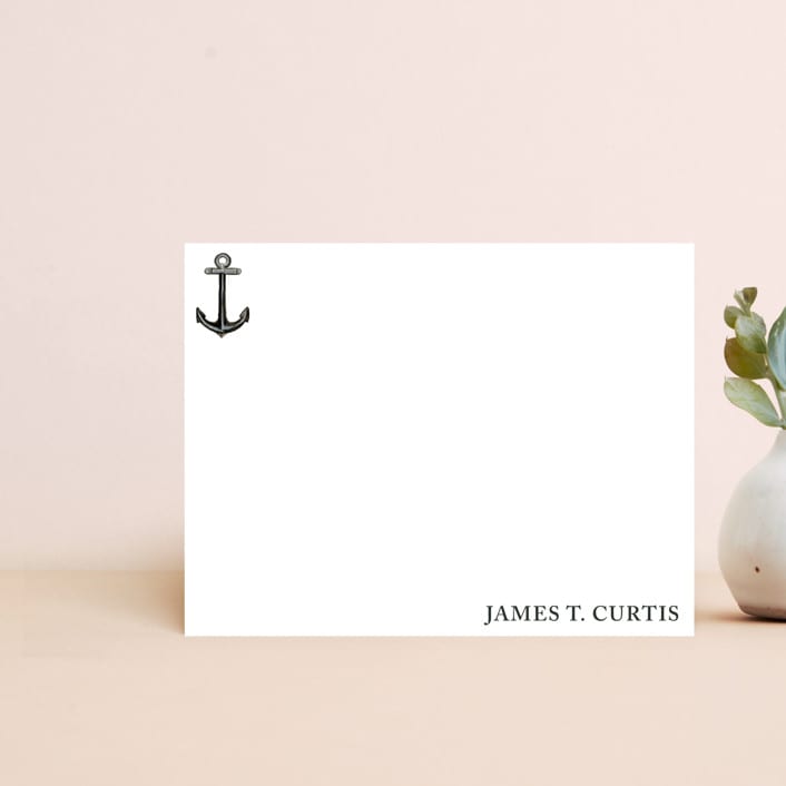 "Ancora" - Personalized Stationery in Obsidian by Lisa Travis - Front
