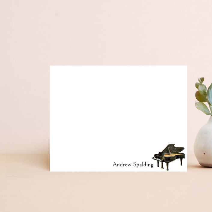 "Baby Grand" - Personalized Stationery in Ebony by Lisa Travis - Front