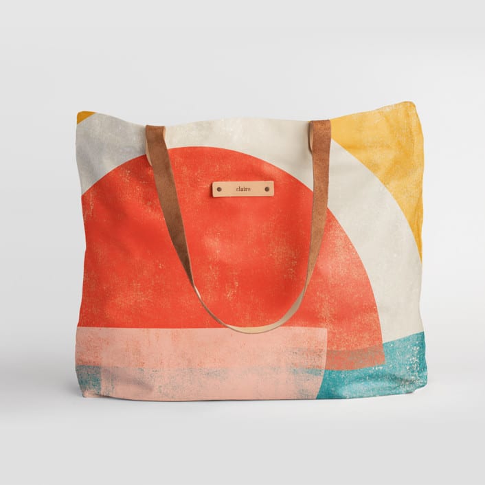 "Abstract Sunset" - Carry-All Slouch Tote in Twilight by Michelle Taylor - Carry-All Slouch Tote