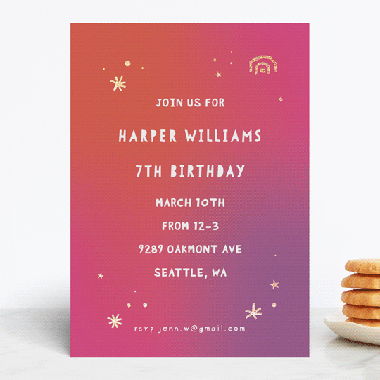 "bright sparkle" - Children's Birthday Party Invitations in Fruit Punch by Rebecca Durflinger - Front